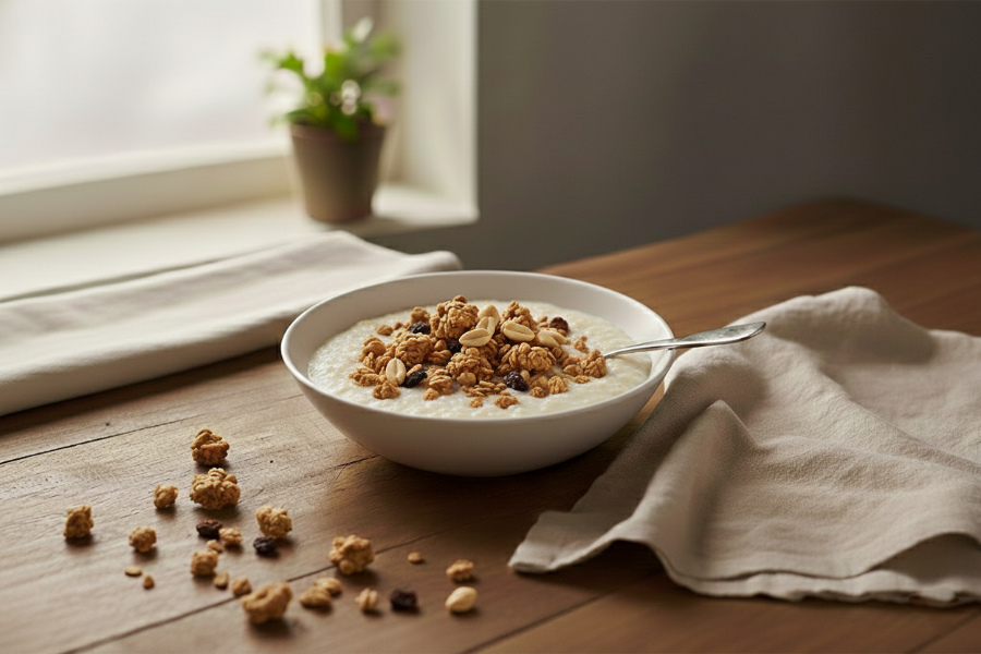 Vzorky granola, kaše a orechy Pán Kukučka